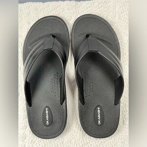 OKABASHI Men’s Voyager Flip Flops-Size: 10-Color: Black-Preowned EUC-Made in USA